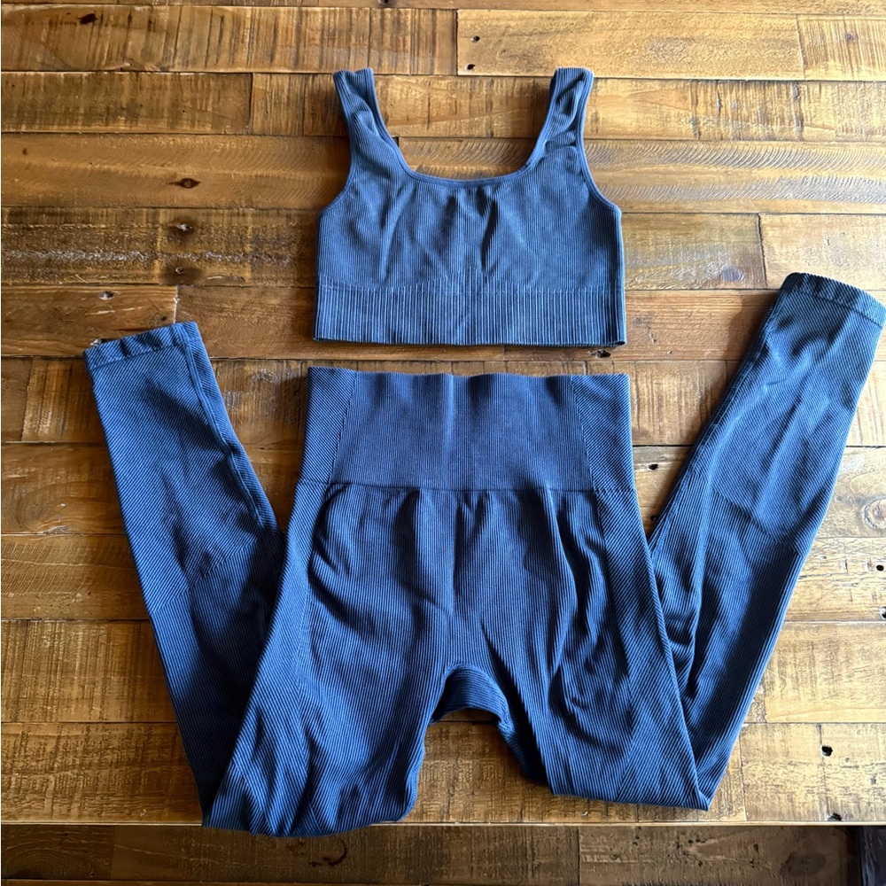 Blue Ribbed Workout Set Joylab